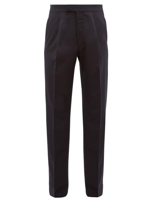 Matchesfashion.com The Row - Martin Pleated Wool Wide Leg Trousers - Mens - Navy
