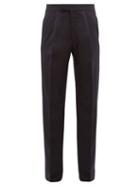 Matchesfashion.com The Row - Martin Pleated Wool Wide Leg Trousers - Mens - Navy