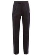 Matchesfashion.com The Row - Martin Pleated Wool Wide Leg Trousers - Mens - Navy