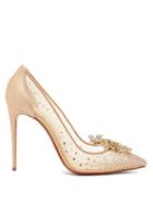 Matchesfashion.com Christian Louboutin - Marenude 100 Crystal Embellished Mesh Pumps - Womens - Beige Multi
