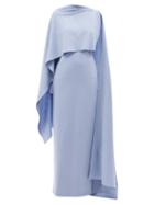 Roksanda - Demetria Asymmetric Wool-jersey Dress - Womens - Light Blue