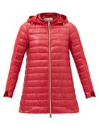 Herno - Hooded A-line Quilted Coat - Womens - Red
