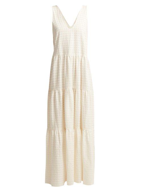 Matchesfashion.com Adriana Degreas - Porto V Neck Tiered Cotton Dress - Womens - White