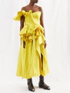 Alexander Mcqueen - Deconstructed Asymmetric-ruffled Gown - Womens - Yellow