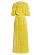 Matchesfashion.com Attico - Gathered Velvet Midi Dress - Womens - Yellow