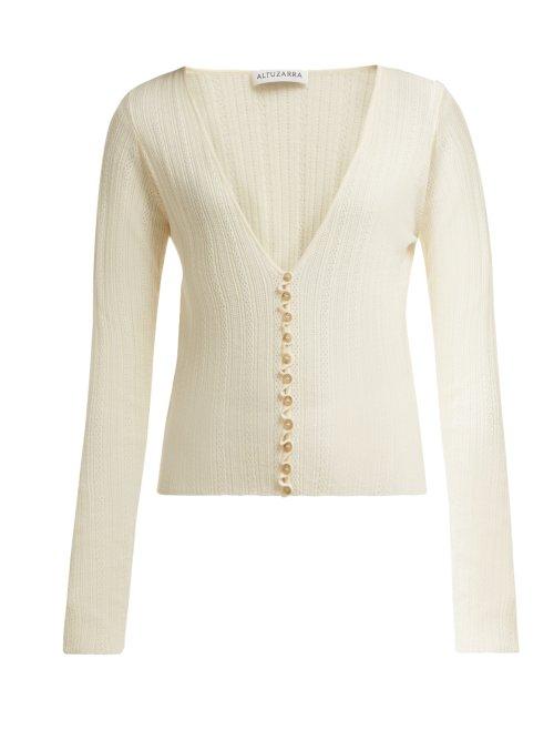 Matchesfashion.com Altuzarra - Piazza Wool Blend Cardigan - Womens - Ivory