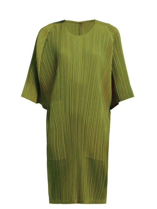 Matchesfashion.com Pleats Please Issey Miyake - Tech Pleated Collarless Coat - Womens - Khaki