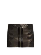 Anthony Vaccarello Leather-flame Wool Mini Skirt