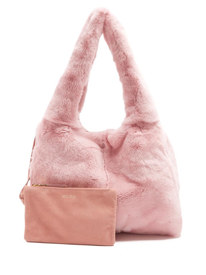 Miu Miu Logo-appliqu Fur Tote