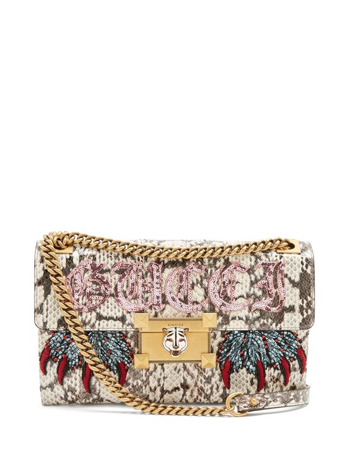 Gucci Embellished Water-snake Shoulder Bag