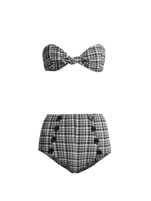 Matchesfashion.com Lisa Marie Fernandez - Poppy Gingham Check Bikini - Womens - Black White