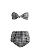 Matchesfashion.com Lisa Marie Fernandez - Poppy Gingham Check Bikini - Womens - Black White