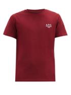 Matchesfashion.com A.p.c. - Raymond Logo-embroidered Cotton-jersey T-shirt - Mens - Burgundy