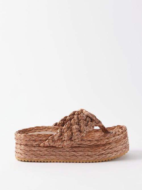 Dodo Bar Or - Blanca Raffia Flatform Sandals - Womens - Gold