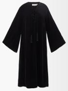 Fil De Vie - Lilith Laced Velvet Kaftan - Womens - Black