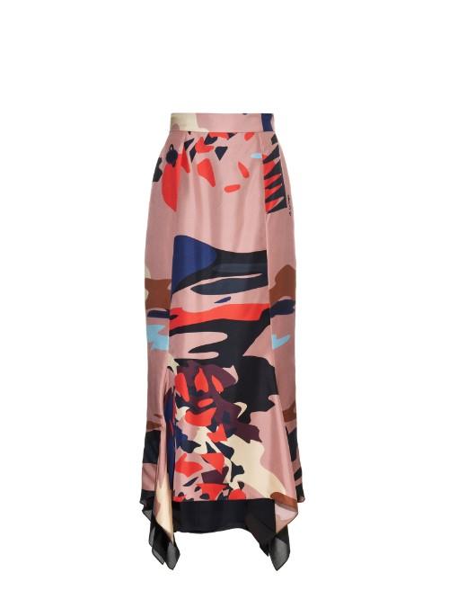 Juan Carlos Obando Venus-print Contrast-back Silk Skirt