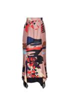 Juan Carlos Obando Venus-print Contrast-back Silk Skirt