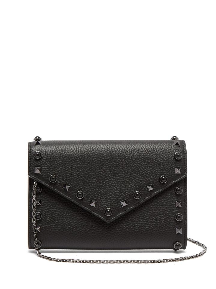 Valentino Rolling Rockstud Grained-leather Clutch