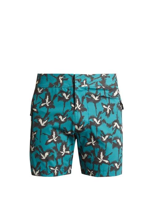 Matchesfashion.com Everest Isles - Drauper Explosion Palm Print Swim Shorts - Mens - Green Multi