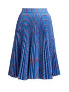 Matchesfashion.com Calvin Klein 205w39nyc - Wavy Stripe Print Pleated Midi Skirt - Womens - Blue Multi