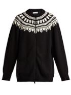 Matchesfashion.com Tomas Maier - Fair Isle Zip Through Wool Cardigan - Womens - Black Multi