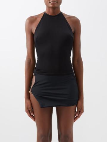 Louisa Ballou - Halterneck Stretch-jersey Top - Womens - Black