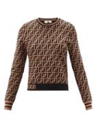 Matchesfashion.com Fendi - Ff-jacquard Sweater - Womens - Brown