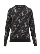 Matchesfashion.com Fendi - Ff-karligraphy Wool Sweater - Mens - Black