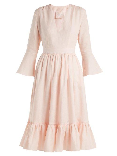 Matchesfashion.com Loup Charmant - Sea Island Tie Waist Linen Dress - Womens - Light Pink