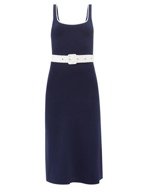 Joostricot - Scoop-neck Belted Jersey Midi Dress - Womens - Navy