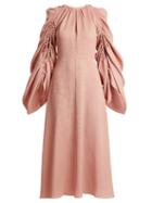 Matchesfashion.com Roksanda - Aruna Ruched Sleeve Crepe Dress - Womens - Pink