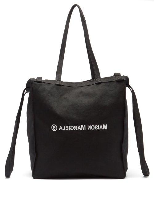 Ladies Bags Mm6 Maison Margiela - Berlin Xl Logo-print Cotton-canvas Tote Bag - Womens - Black