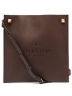 Matchesfashion.com Valentino Garavani - Roman Stud Logo-debossed Leather Cross-body Bag - Mens - Dark Brown