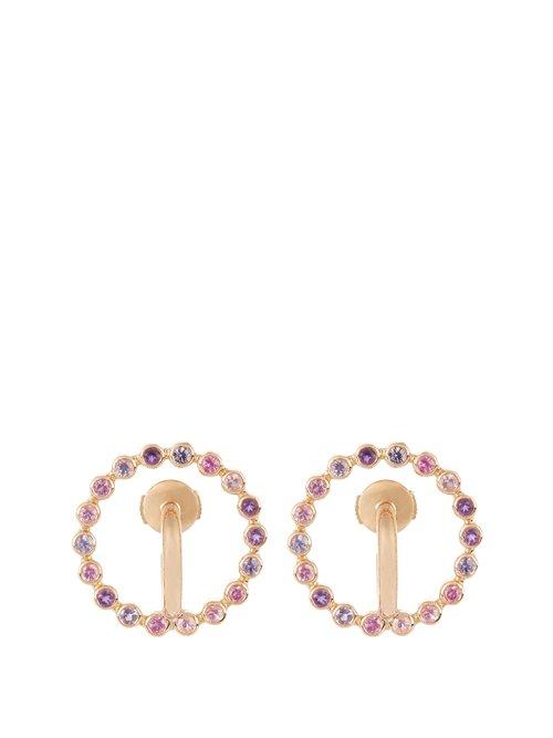 Matchesfashion.com Charlotte Chesnais Fine Jewellery - Saturn Small Sapphire, Amethyst & Gold Earrings - Womens - Yellow Gold
