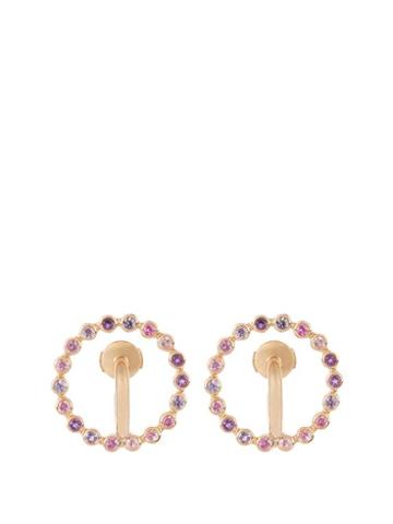 Matchesfashion.com Charlotte Chesnais Fine Jewellery - Saturn Small Sapphire, Amethyst & Gold Earrings - Womens - Yellow Gold