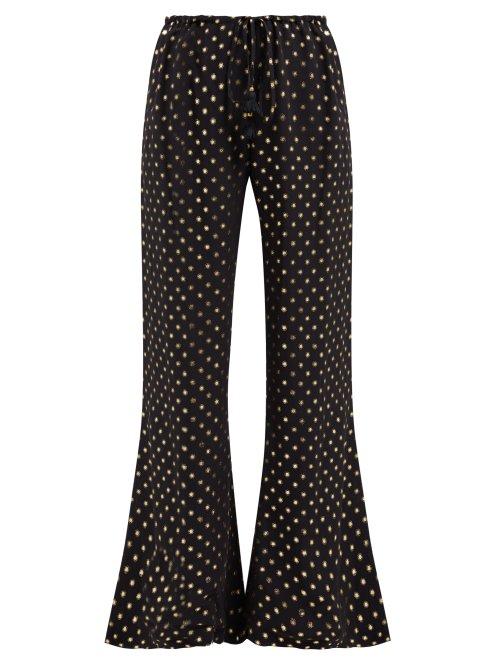 Matchesfashion.com Figue - Simone Fil Coup Crepe Trousers - Womens - Black Gold