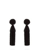 Matchesfashion.com Oscar De La Renta - Beaded Tassel Drop Earrings - Womens - Black