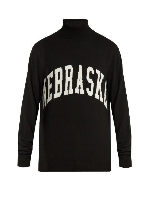 Off-white Nebraska-intarsia Roll-neck Sweater