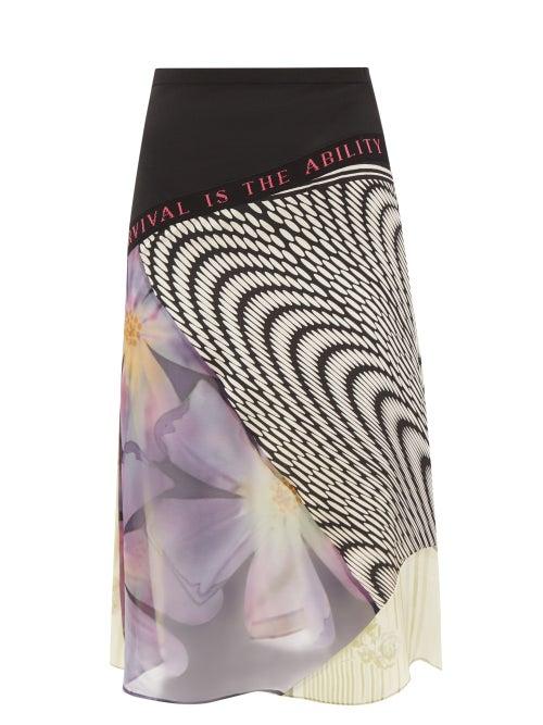 Marine Serre - Upcycled Patchwork Silk-scarf Skirt - Womens - Pink Multi