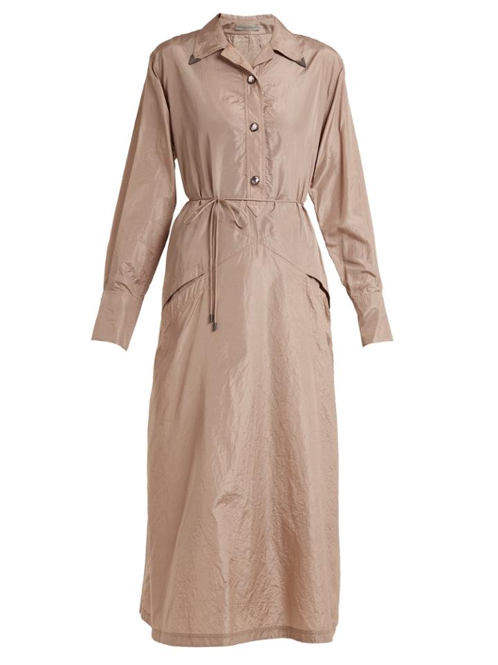 Bottega Veneta Tie-waist Silk-taffeta Shirtdress