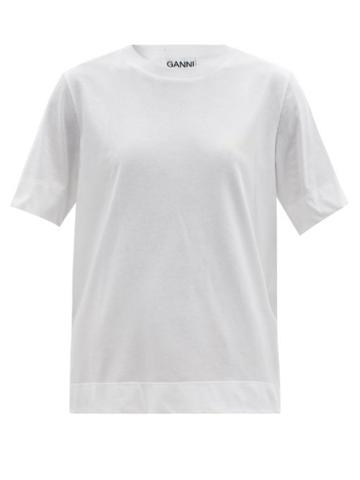 Ladies Rtw Ganni - Cotton-blend Jersey T-shirt - Womens - White