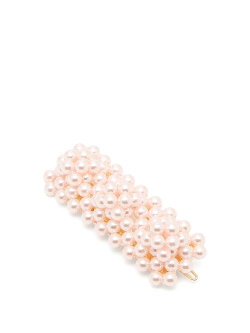 Matchesfashion.com Shrimps - Antonia Bead Embellished Hair Clip - Womens - Pink