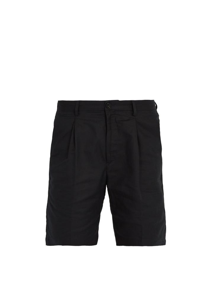 Saturdays Nyc Gurkha Pleated-front Linen-blend Shorts