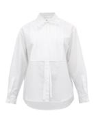 Matchesfashion.com Burberry - Pleated Bib Cotton Blend Tuxedo Shirt - Womens - White
