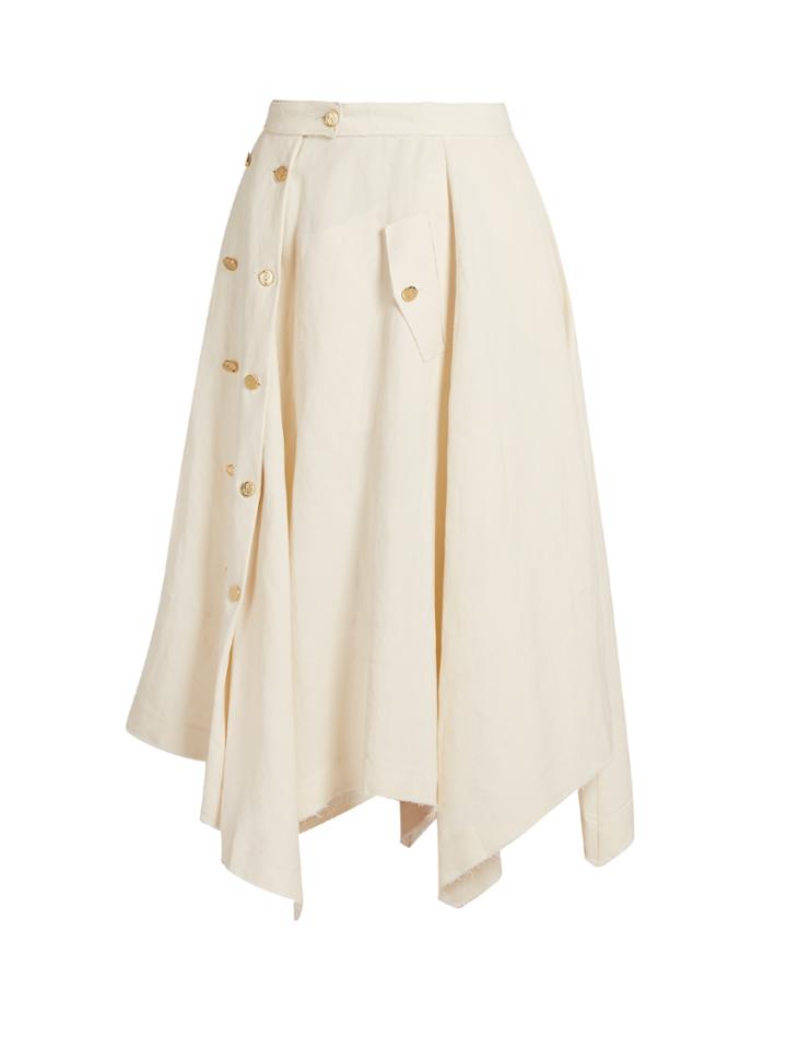 Loewe Asymmetric Raw-hem Midi Skirt