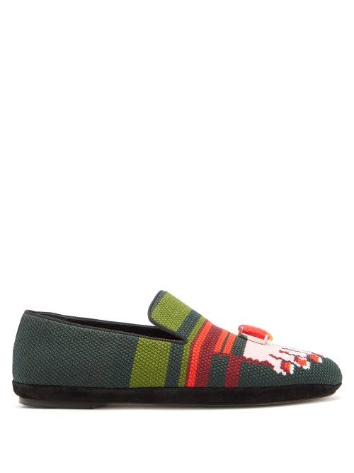 Matchesfashion.com Loewe - Toe Needlepoint-embroidered Loafers - Womens - Navy Multi