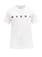 Matchesfashion.com Marni - Logo-print Cotton-jersey T-shirt - Mens - White