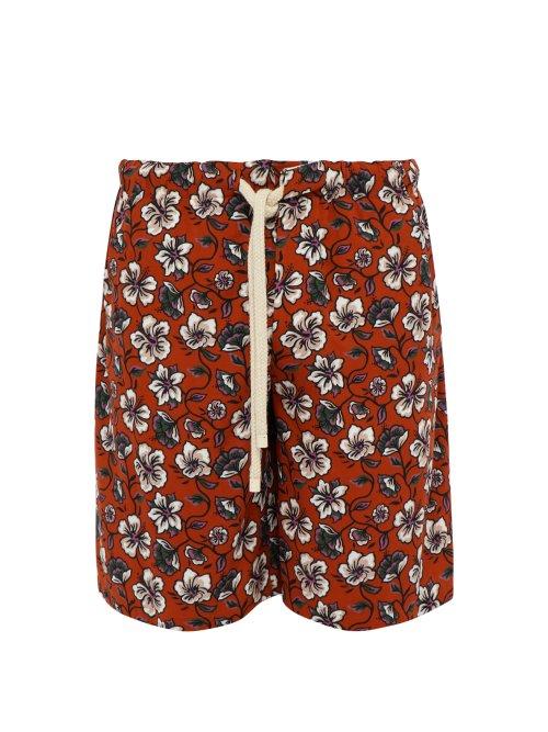 Matchesfashion.com Loewe - Floral Print Drawstring Shorts - Mens - Black Brown