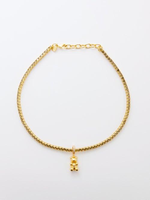Crystal Haze - Nostalgia Bear Crystal & 18kt Gold-plated Necklace - Womens - Green Multi