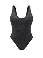 Matchesfashion.com Fendi - Low-back Logo-embossed Swimsuit - Womens - Black